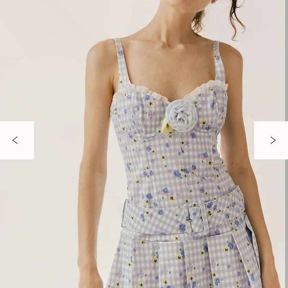 Floral Gingham Corset Top - Picture 1 of 2